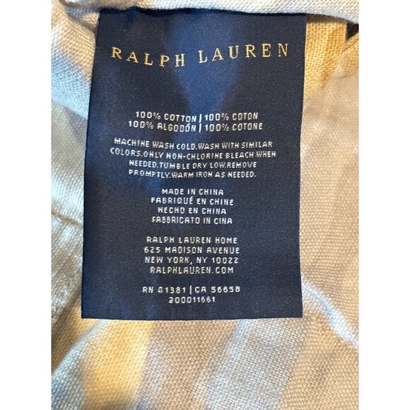 Ralph Lauren Set Of 2 Floral Print Cotton Pillowcase Beige & Blue Vintage Style - Picture 6 of 7